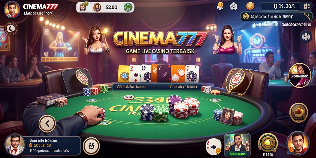 Screenshot utama CINEMA777 menampilkan dealer langsung dalam aksi di meja permainan.