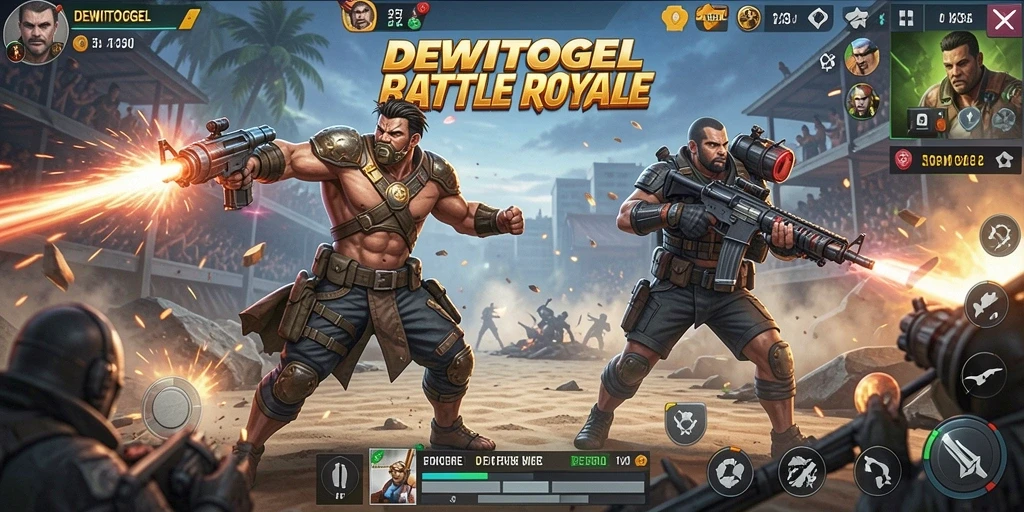 Tampilan seru gameplay Battle Royale DEWITOGEL yang mendebarkan.
