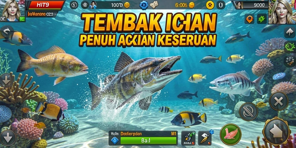 Tampilan gameplay HIT9 yang menegangkan di lautan penuh ikan.