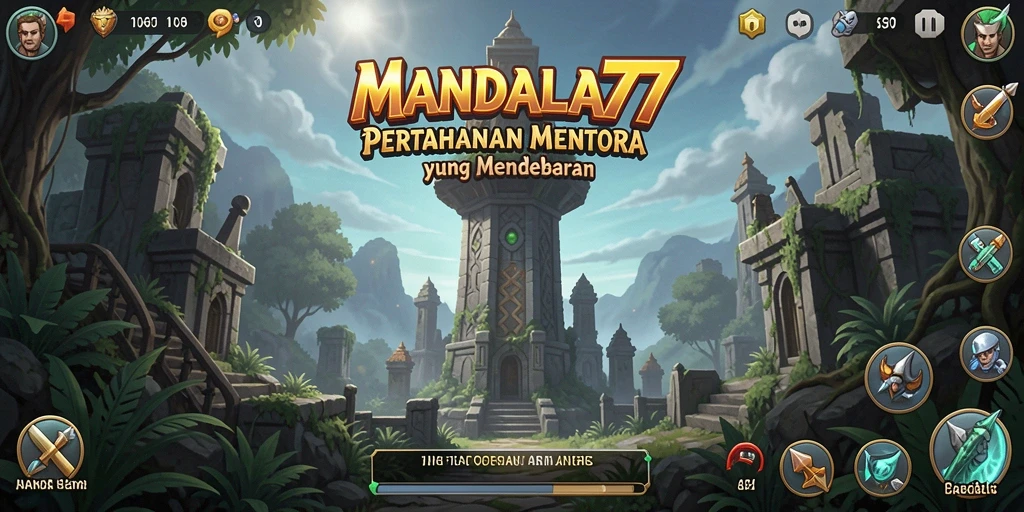 Tampilan gameplay menarik dari MANDALA77 dalam genre Tower Defense.