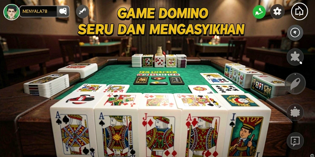 Tampilan seru gameplay MENYALA78 dengan aksi domino yang menarik.