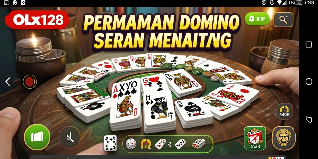 Tangkapan layar utama OLX128 menampilkan gameplay seru permainan domino.