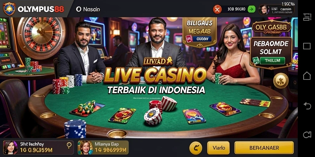 Screenshot menunjukkan gameplay seru Live Casino di OLYMPUS88.