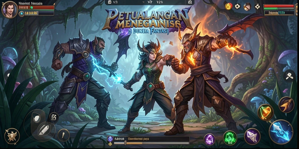Screenshot V21 menampilkan karakter dalam aksi menjelajahi dunia petualangan.